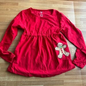 Gingerbread Christmas top long sleeve red size 8 girls